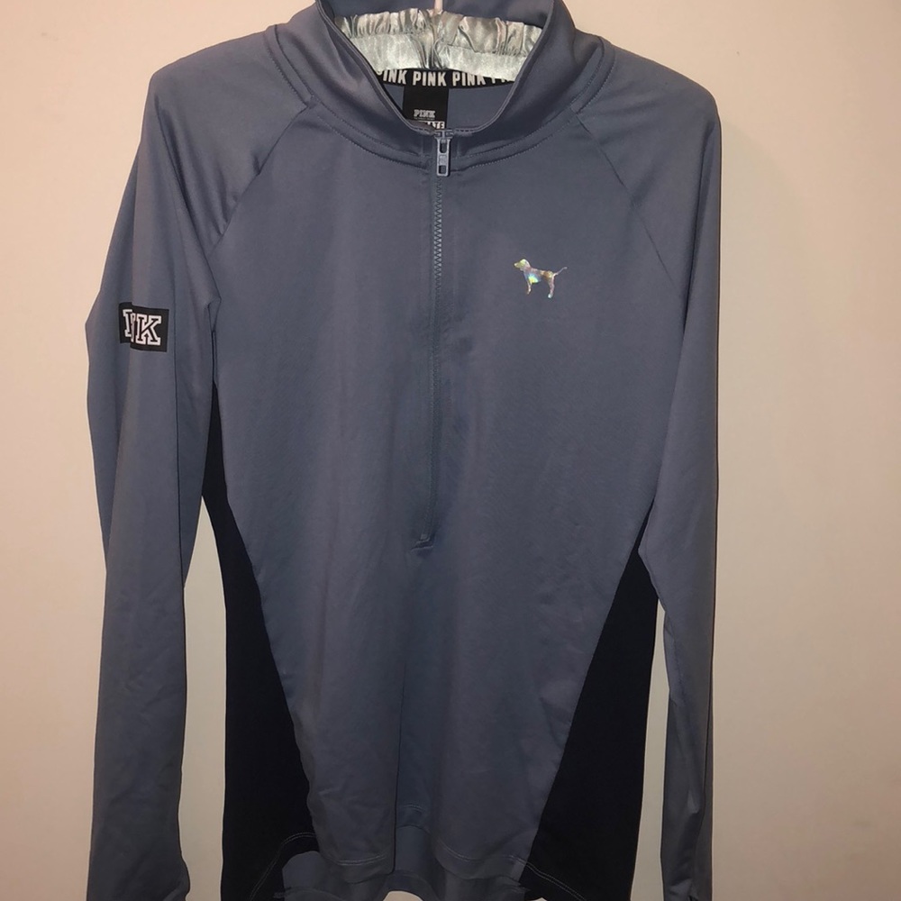 PINK Medium Blue 1/2 ZIP Pullover Sweatshirt